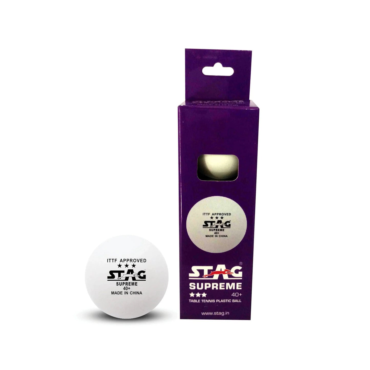Stag supreme 40+ 3 star table tennis balls, pack of 3